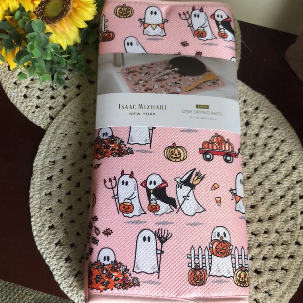 Isaac Mizrahi Pink Ghost Dish Drying Mats